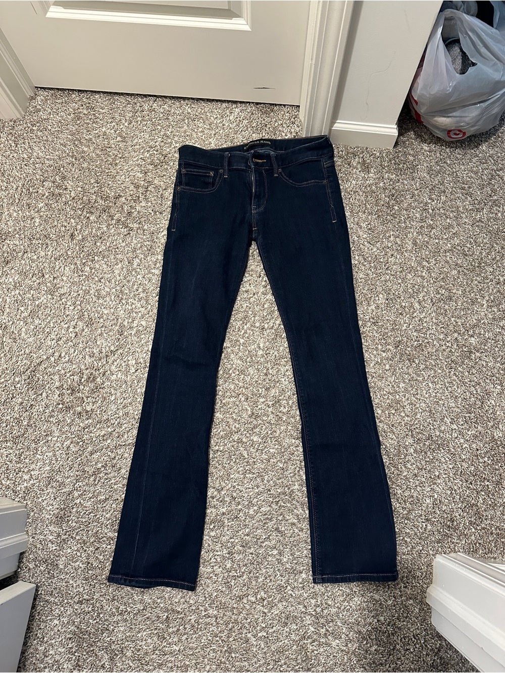 Express Barely Boot Low Rise Dark Wash Stretch Jeans Size 4R